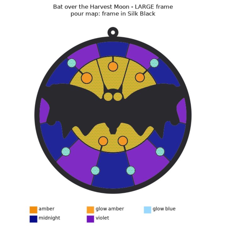 Color map of the Bat over the Harvest Moon Large frame, about 13 inches across